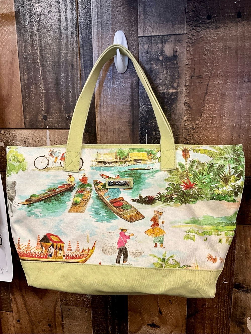 Jim Thompson Canvas Shoulder Tote Bag, multicolor, Fair Condition, see pictures